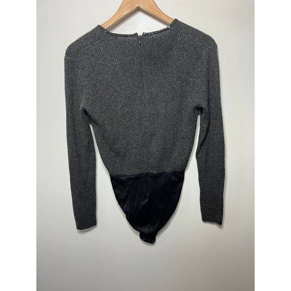 Pamela Dennis VTG Cashmere Gray Ribbed Beaded Sweater One Piece Body Suit M - Picture 5 of 7